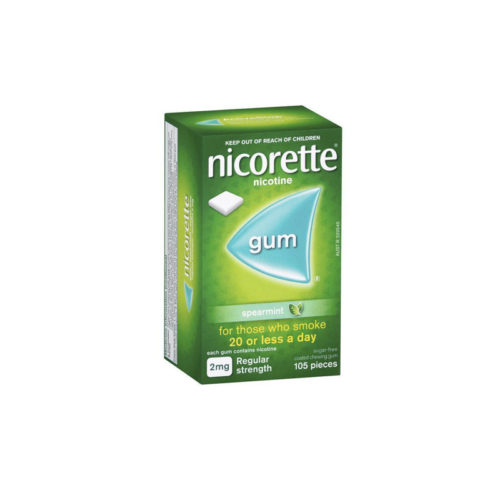 Nicorette Quit Smoking Gum 2mg Reg Strength Spearmint (105 pack)